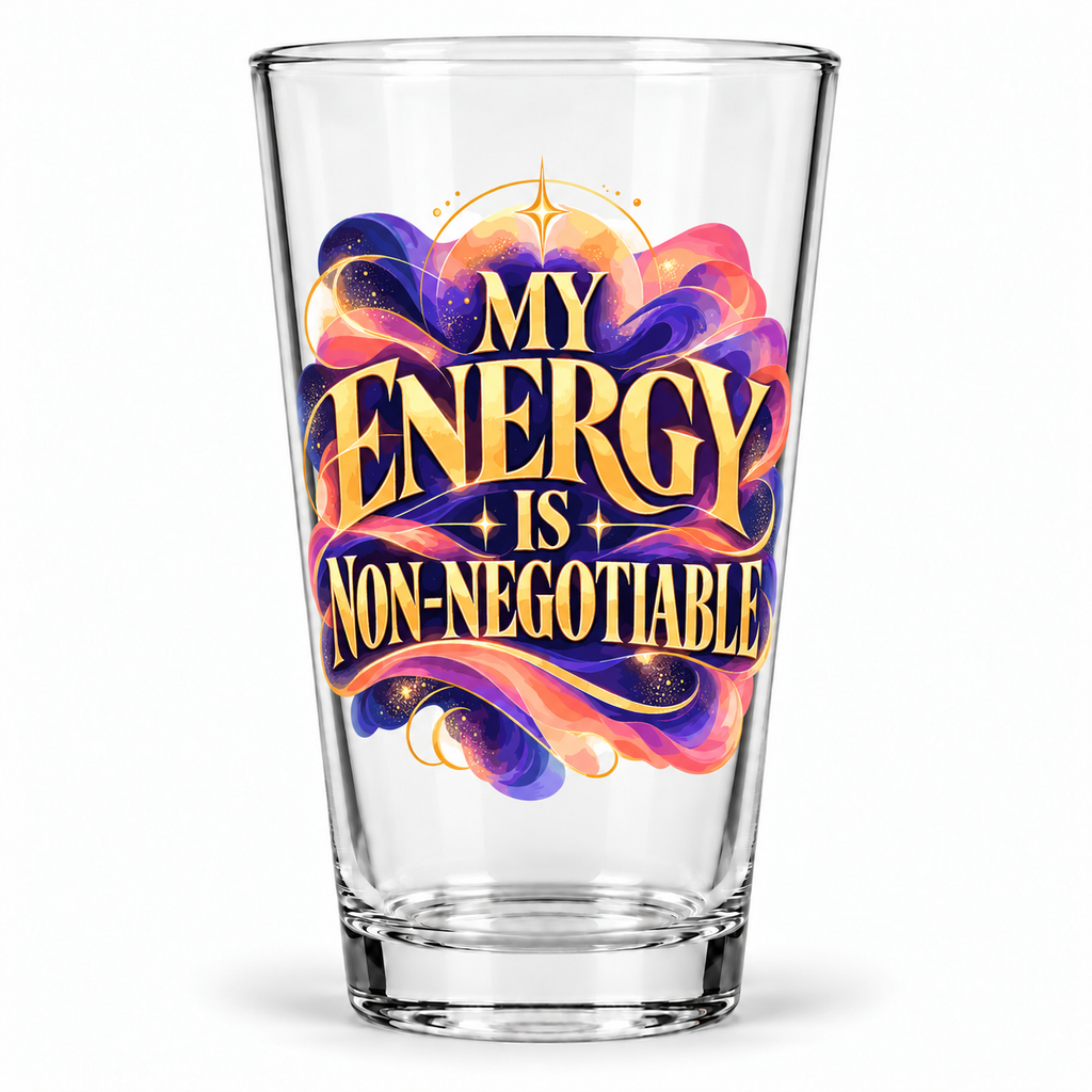 My Energy Is Non-Negotiable Inspirational & Artistic pint glass front