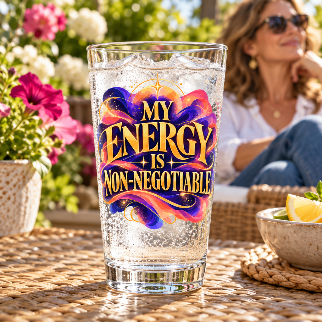 My Energy Is Non-Negotiable Inspirational & Artistic pint glass lifestyle scene