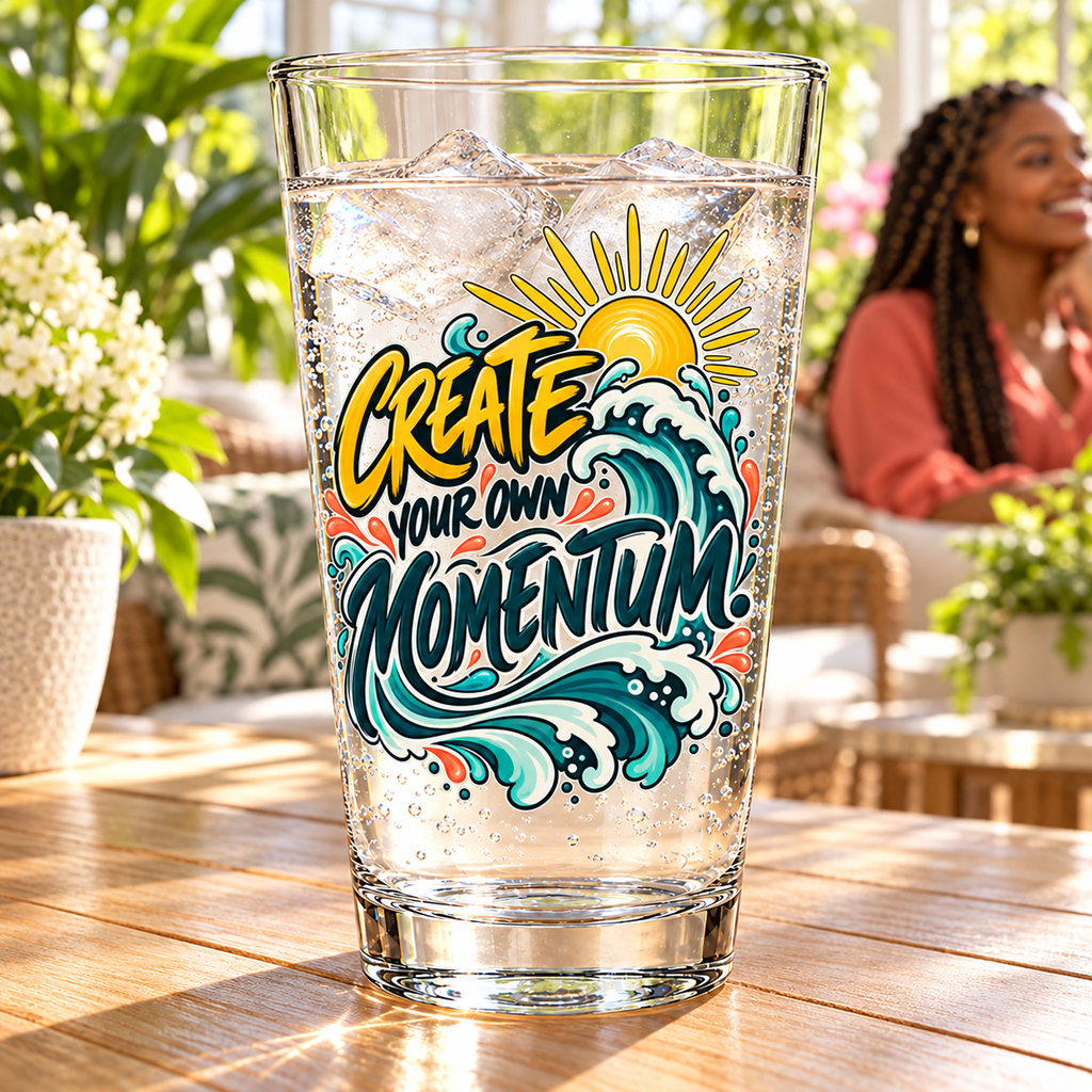 Create Your Own Momentum. Pint Glass — Inspirational & Artistic — lifestyle