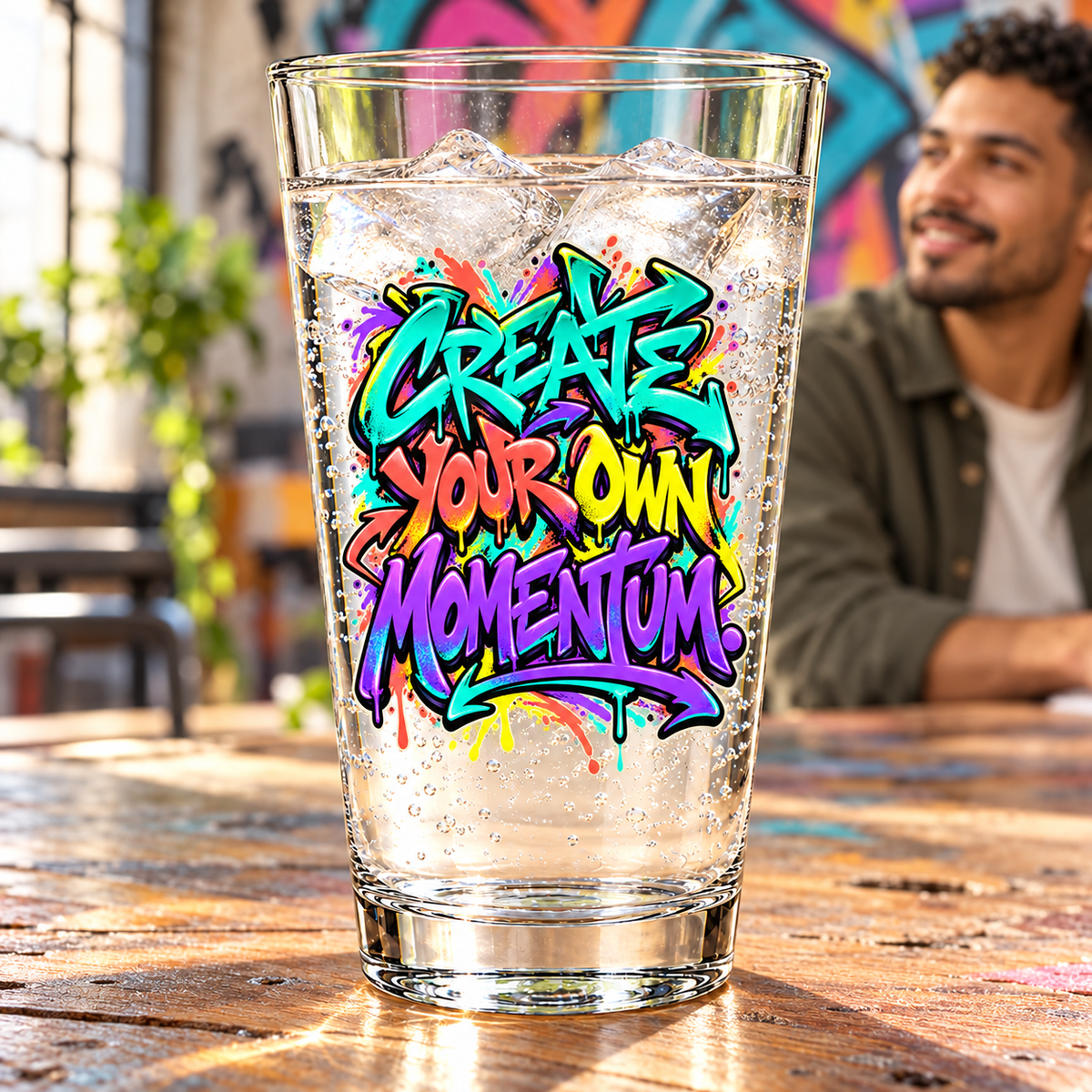 Create Your Own Momentum. Pint Glass — Graffiti & Street Art — lifestyle
