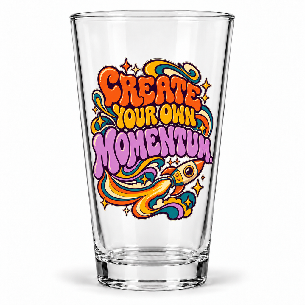 Create Your Own Momentum. Pint Glass — Retro & Psychedelic — hero