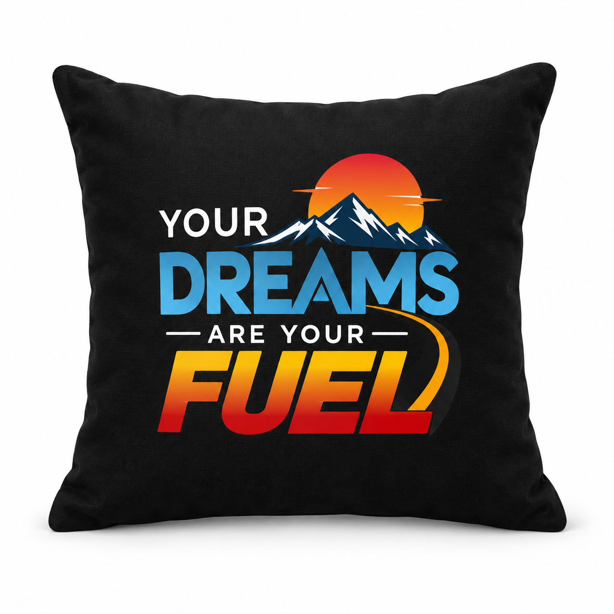 Echo Motif Your Dreams Are Your Fuel Modern & Minimalist black pillow clean mockup