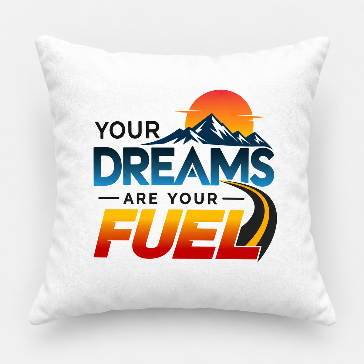Echo Motif Your Dreams Are Your Fuel Modern & Minimalist white pillow clean mockup