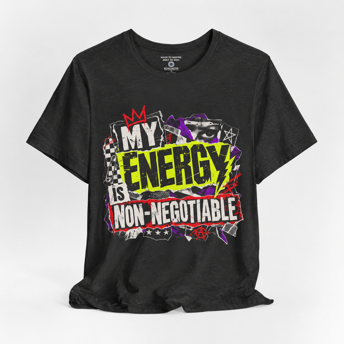 Echo Motif open shirt — Black Heather