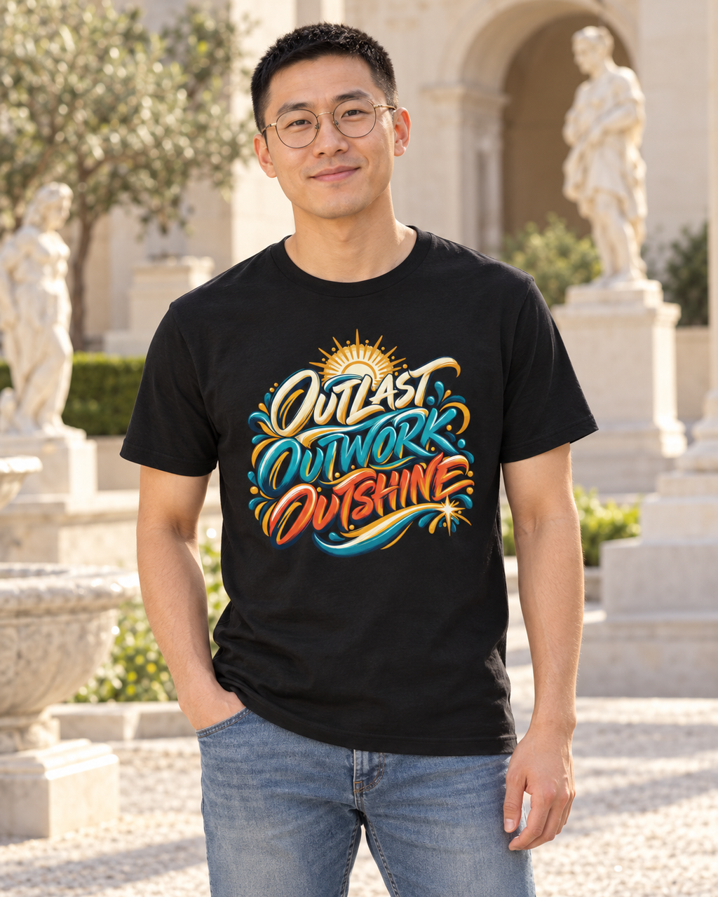 Outlast. Outwork. Outshine. — Inspirational & Artistic — Black — lifestyle