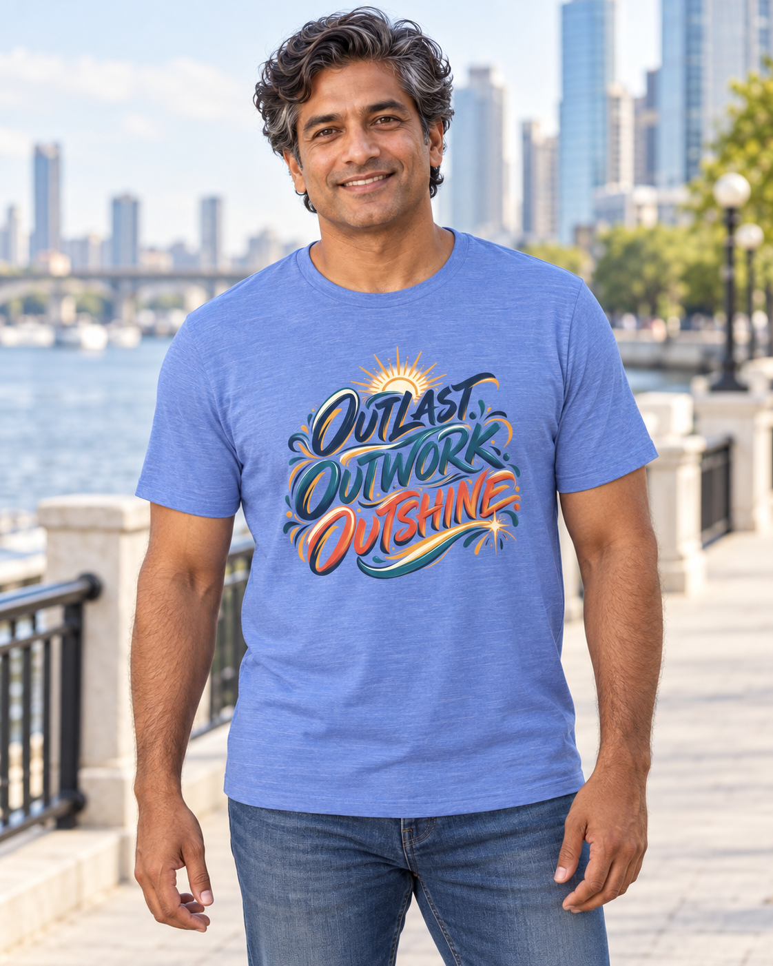 Outlast. Outwork. Outshine. — Inspirational & Artistic — Heather Columbia Blue — lifestyle