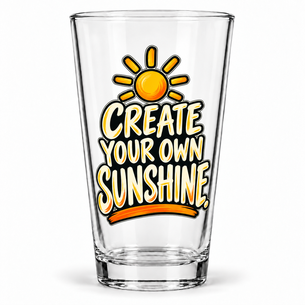 Create Your Own Sunshine. Pint Glass — Simple & Direct — clear 16 oz product view
