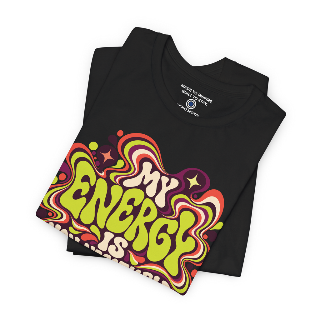 My Energy Is Non-Negotiable Retro & Psychedelic — Black — folded