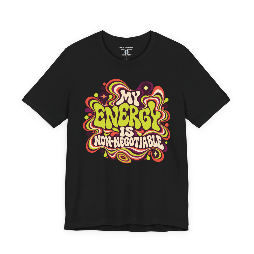 My Energy Is Non-Negotiable Retro & Psychedelic — Black — front