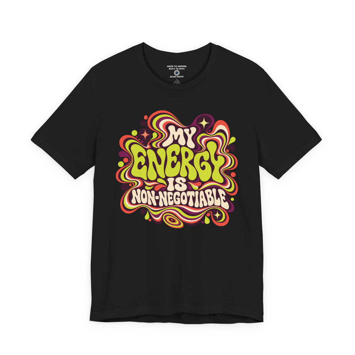 My Energy Is Non-Negotiable Retro & Psychedelic — Black — front
