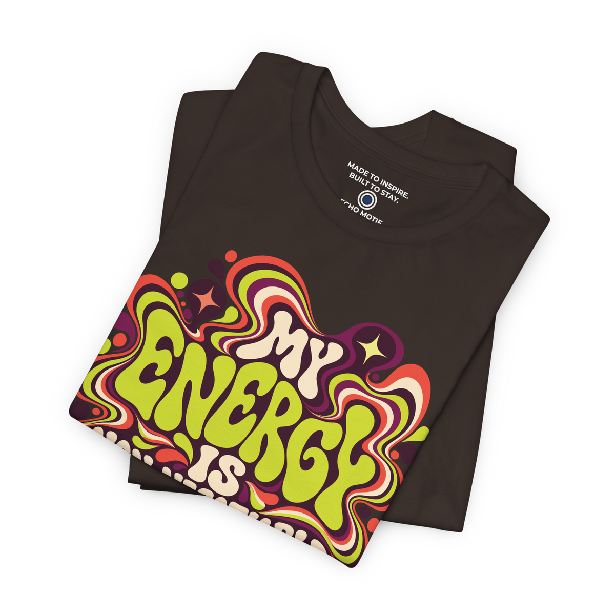 My Energy Is Non-Negotiable Retro & Psychedelic — Brown — folded