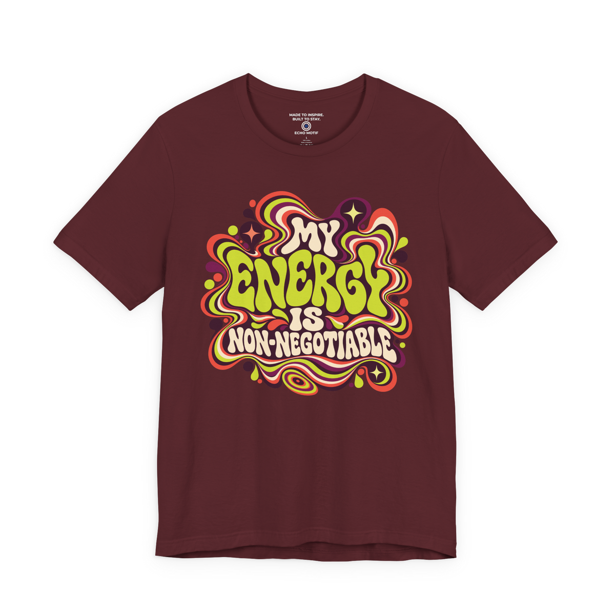 My Energy Is Non-Negotiable Retro & Psychedelic — Maroon — front