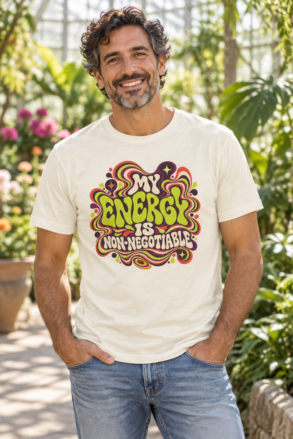 My Energy Is Non-Negotiable Retro & Psychedelic — Natural — lifestyle