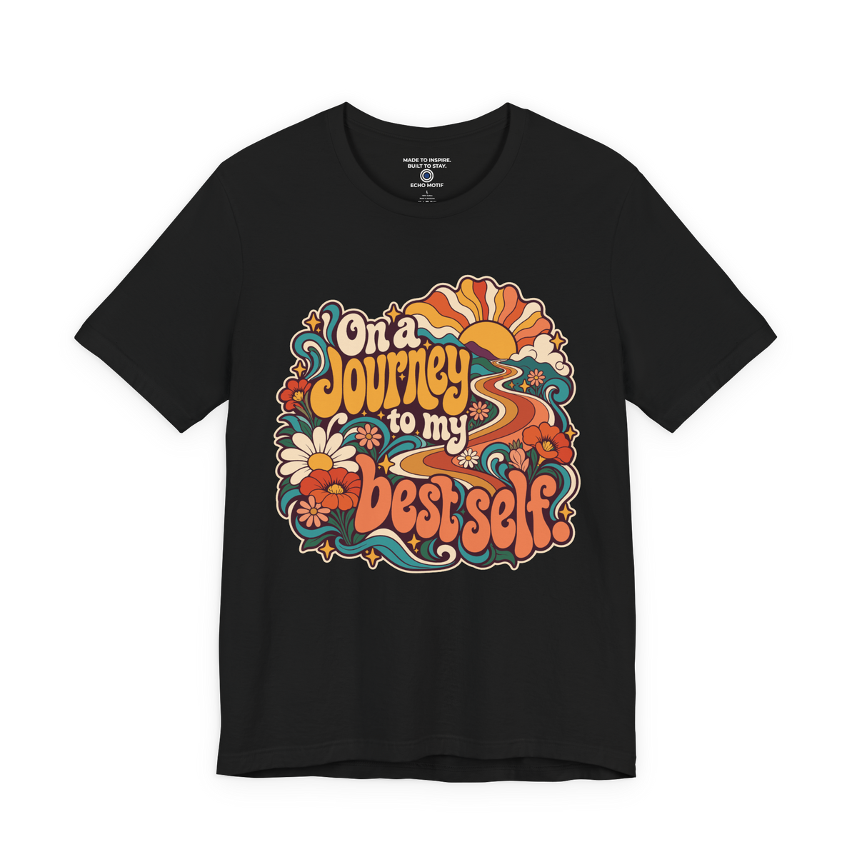 On a Journey to My Best Self. — Retro & Psychedelic — Black — front