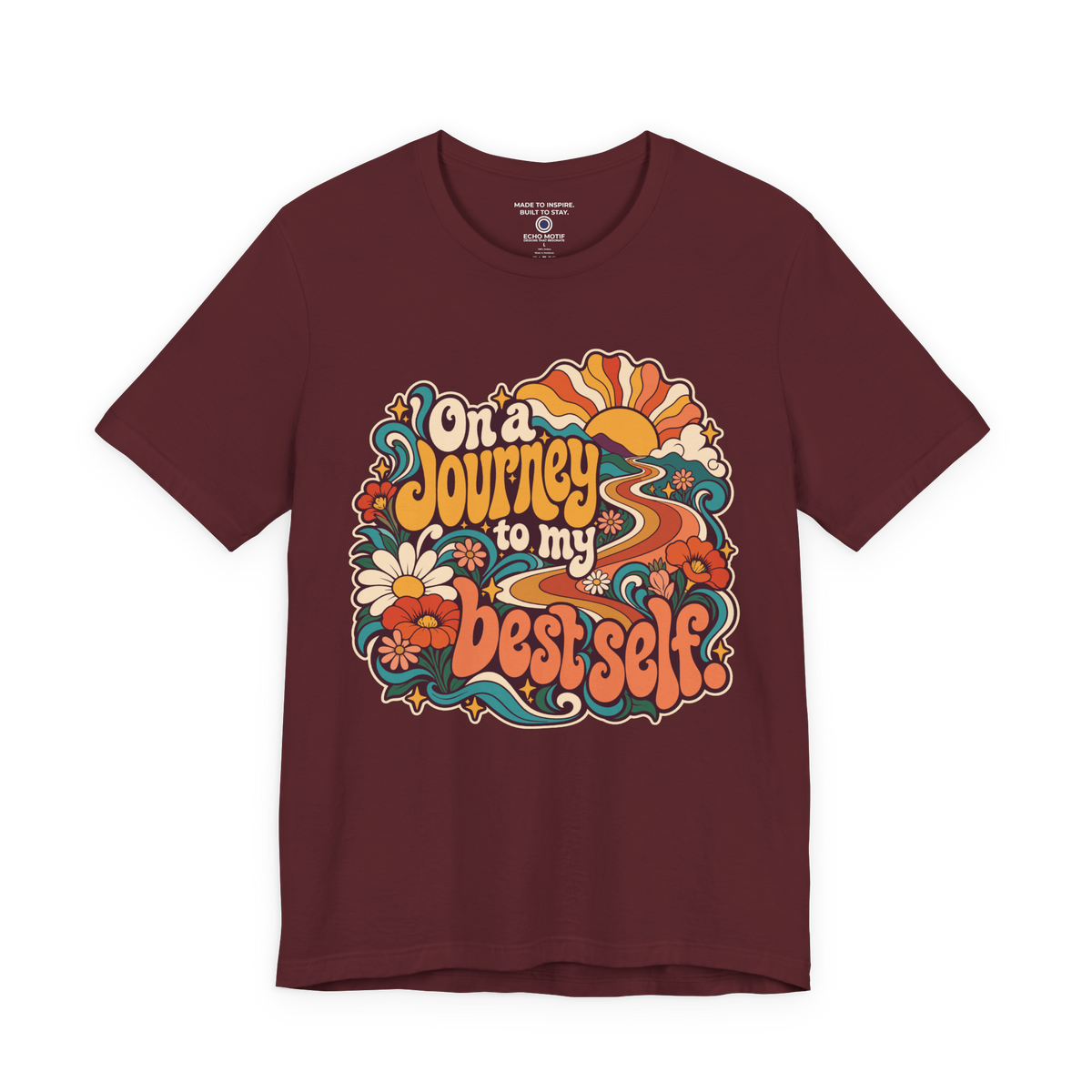 On a Journey to My Best Self. — Retro & Psychedelic — Maroon — front