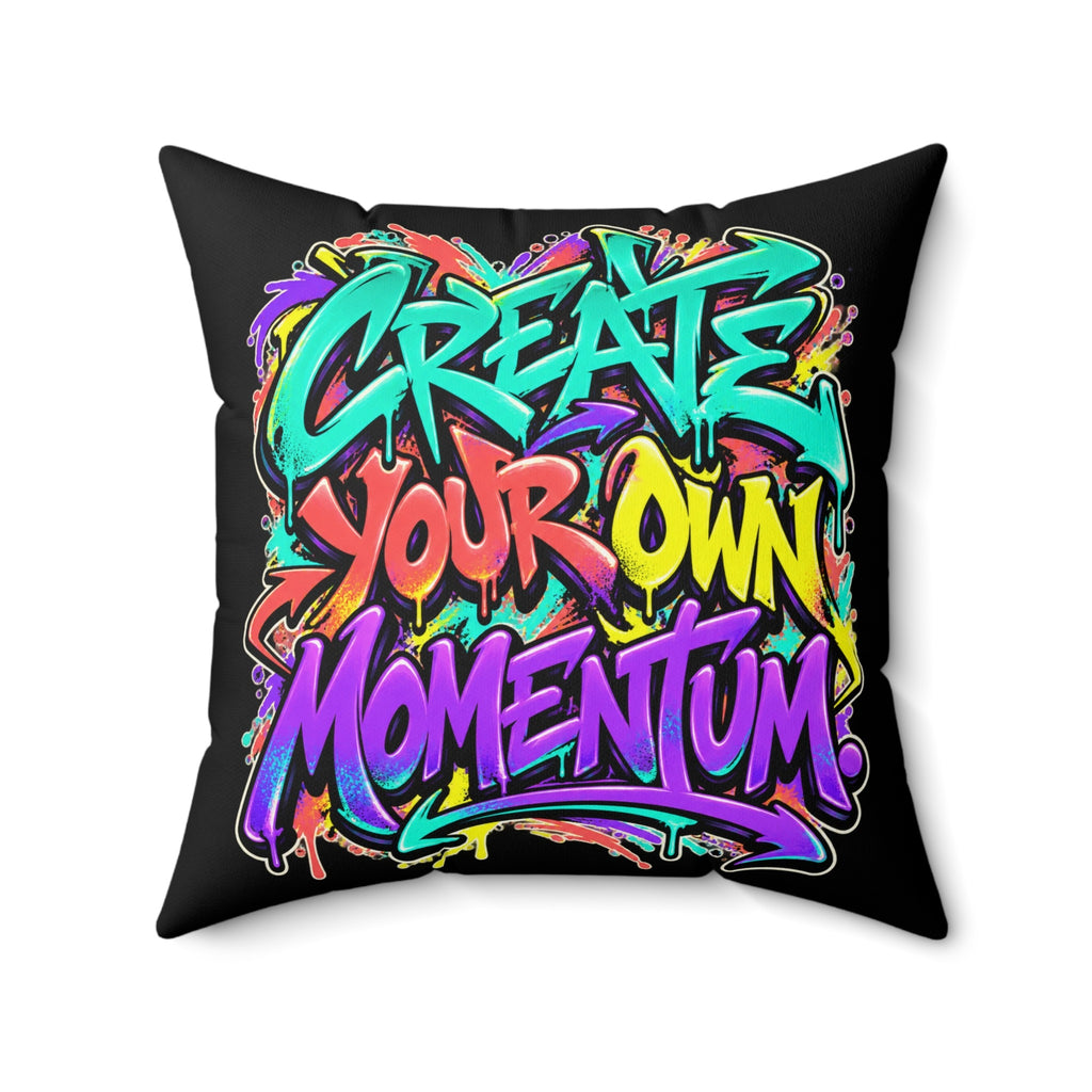 Create Your Own Momentum. — graffiti-black pillow — 20-front