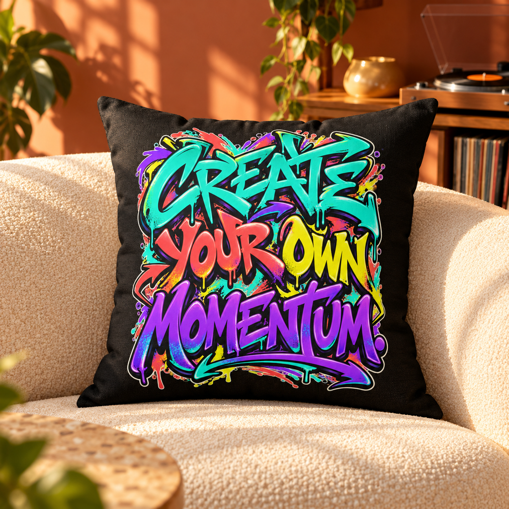 Create Your Own Momentum. — graffiti-black pillow — lifestyle