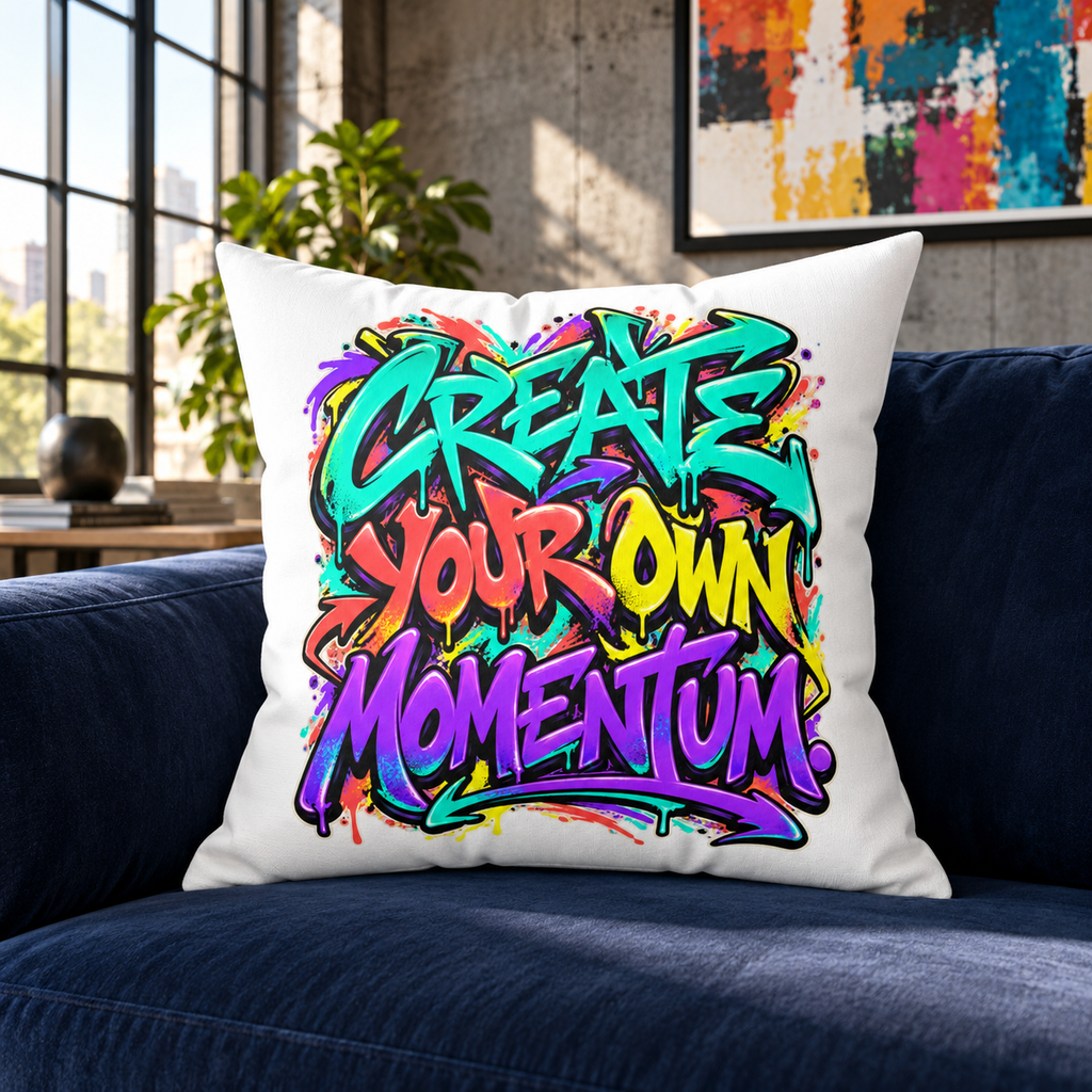 Create Your Own Momentum. — graffiti-white pillow — lifestyle