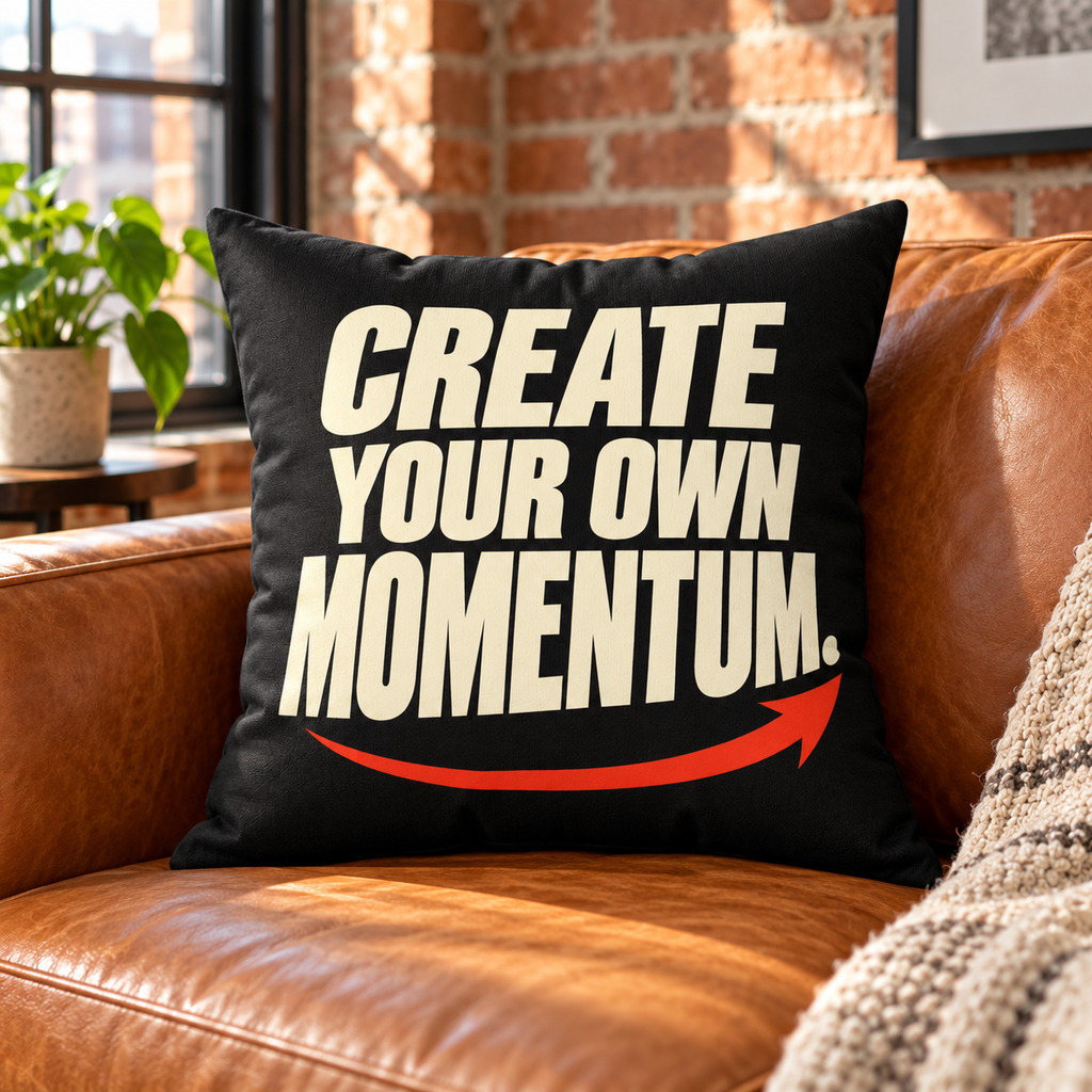 Create Your Own Momentum. — simple — black pillow — lifestyle