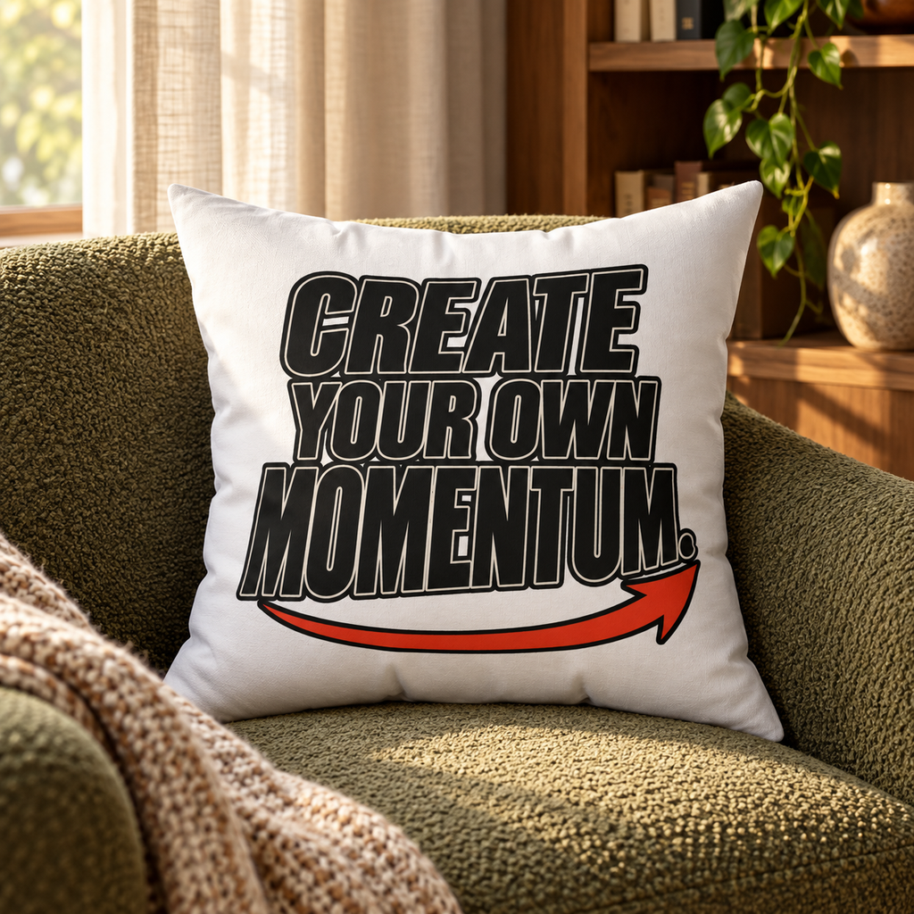 Create Your Own Momentum. — simple — white pillow — lifestyle