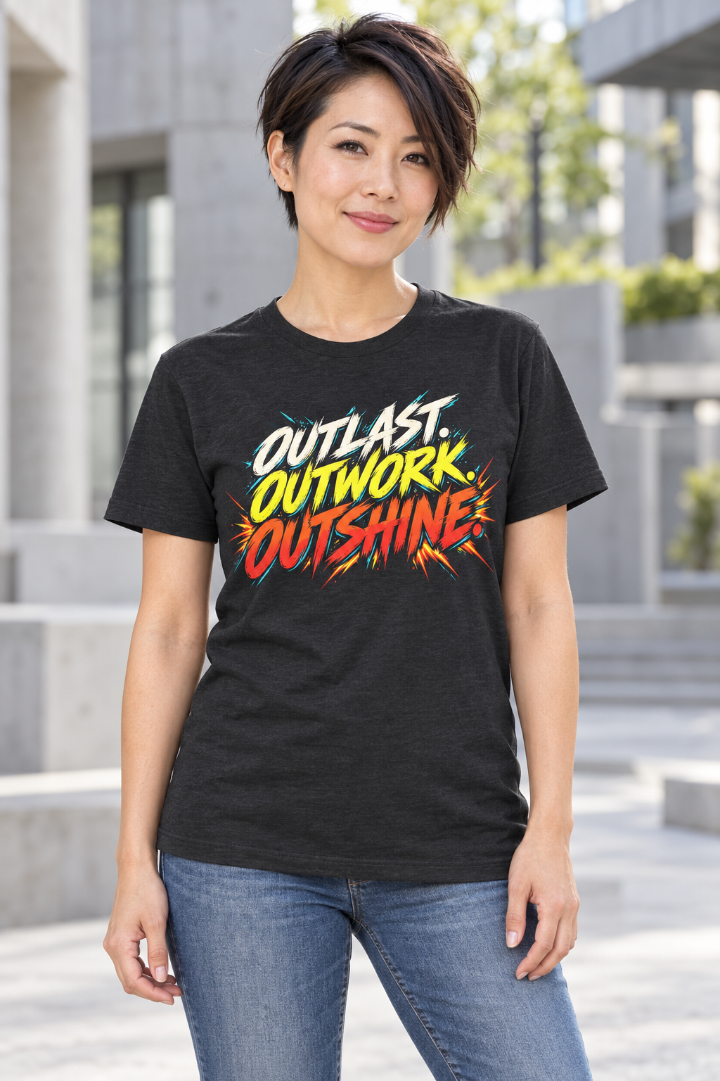 Outlast. Outwork. Outshine. — Grunge & Vibrant — Black Heather — lifestyle