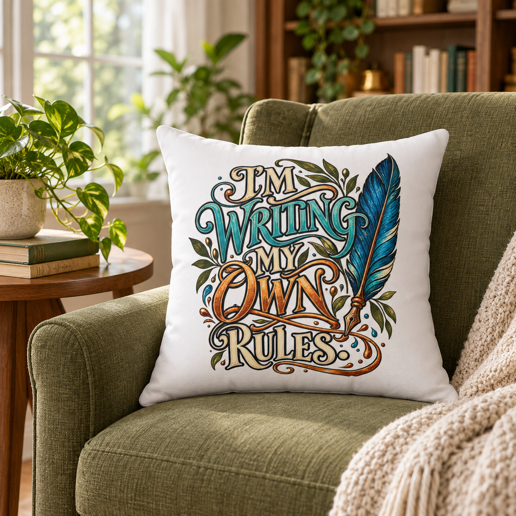 I’m Writing My Own Rules. — inspirational-artistic — white pillow — lifestyle