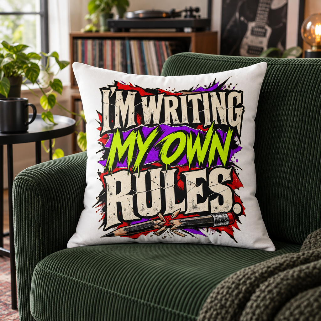 I’m Writing My Own Rules. — grunge-vibrant — white pillow — lifestyle
