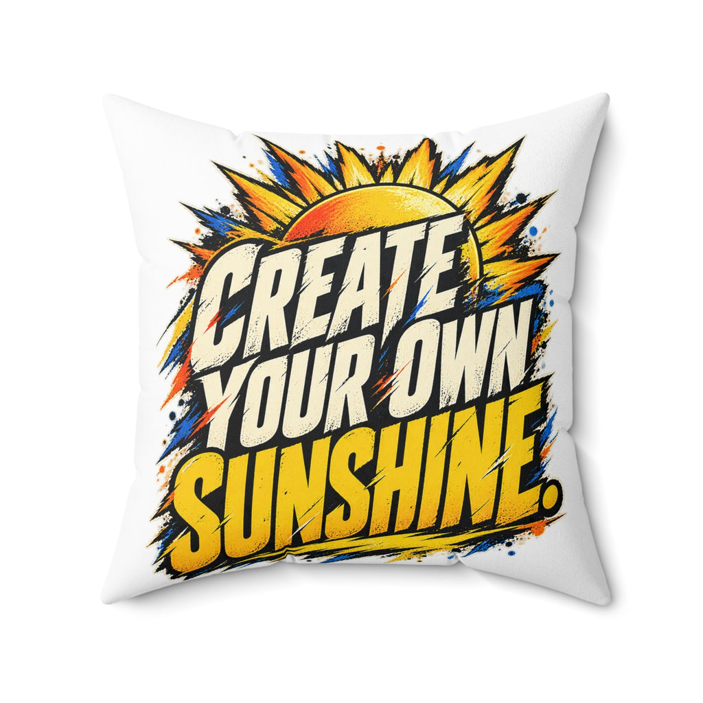 Create Your Own Sunshine. — Grunge & Vibrant, white pillow — 20-inch front