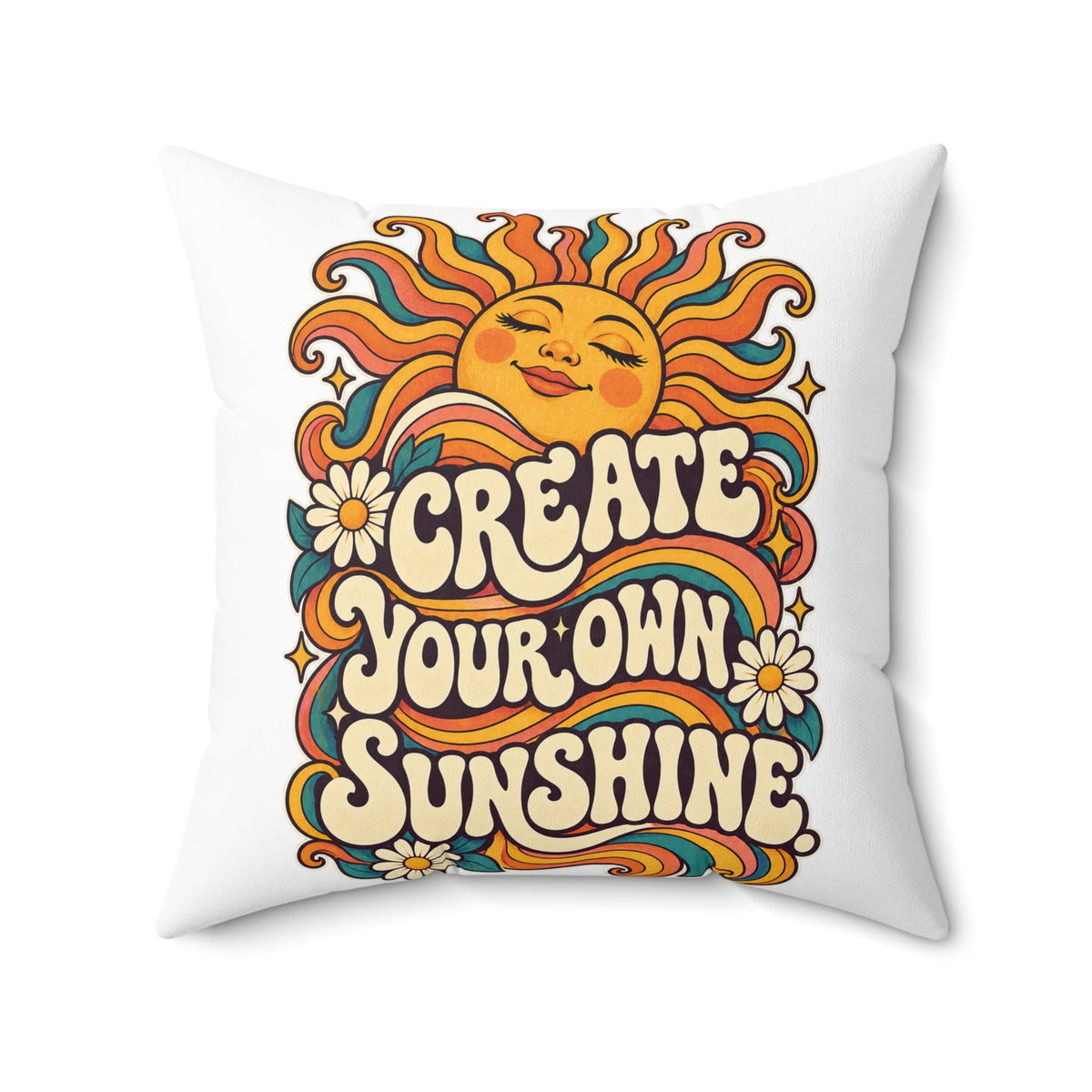 Create Your Own Sunshine. — Retro & Psychedelic, white pillow — 20-inch front